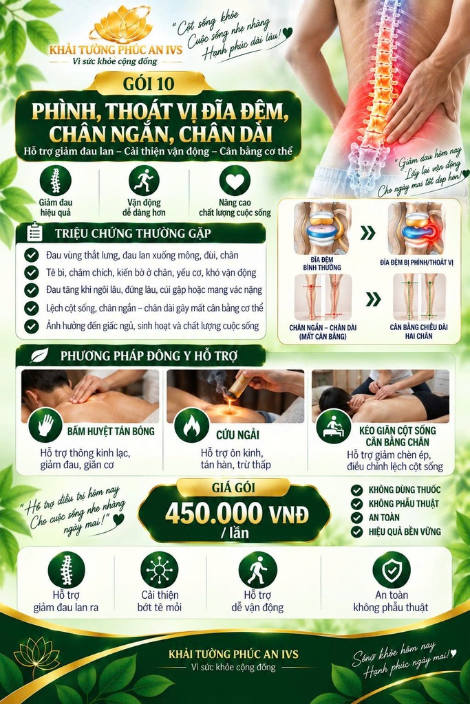 GÓI 10 - Phình, Thoát Vị Đĩa Đệm, Chân Ngắn, Chân Dài