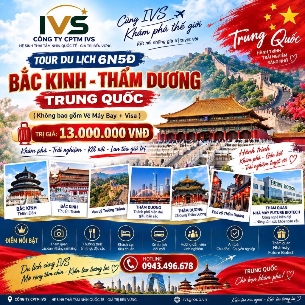 TOUR 6N5Đ - BẮC KINH – THẨM DƯƠNG TRUNG QUỐC